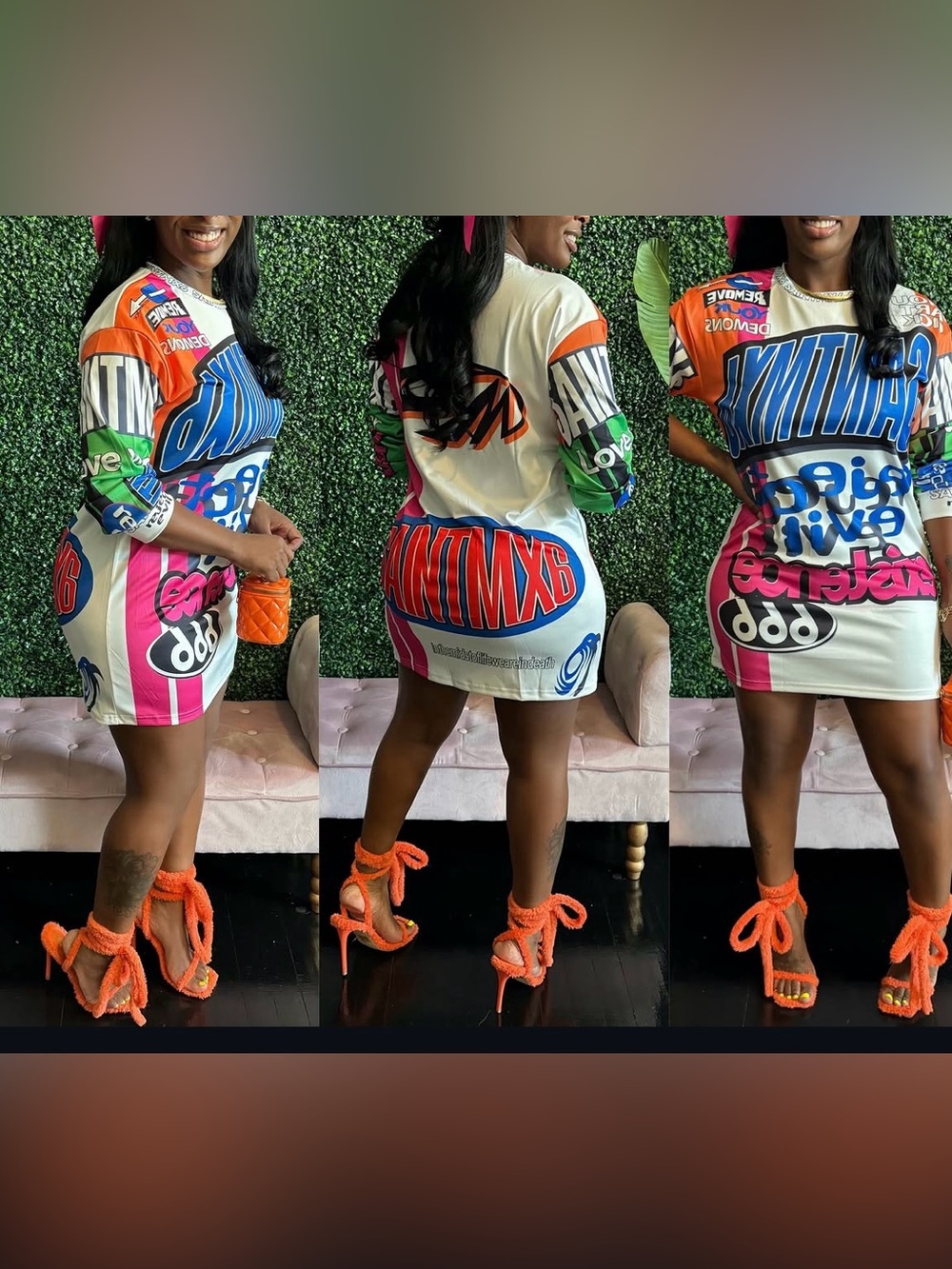 Graffiti Print Shirt Dress | Colorful Graphic Bodycon Mini Dress